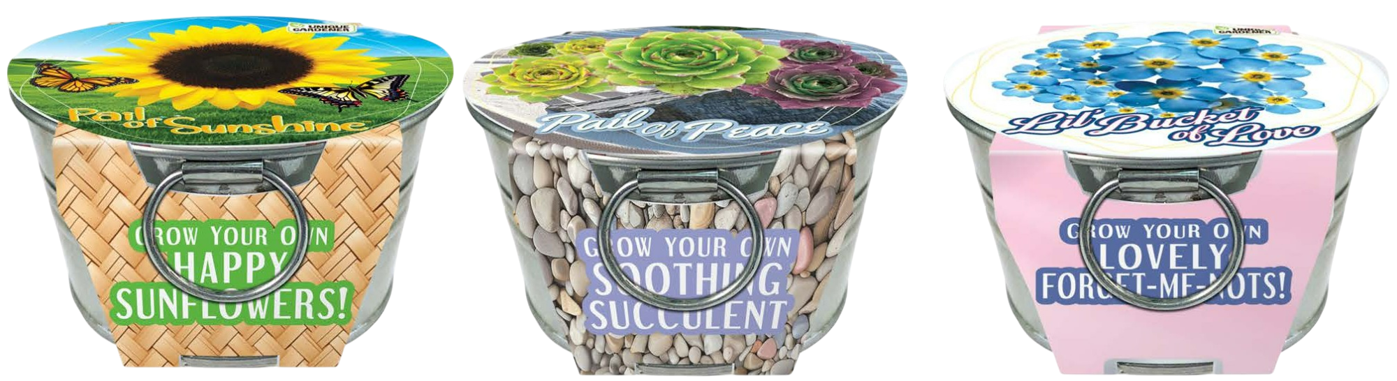 Flowering Tin Garden Variety Pack - 1 Each of 3 Varieties
