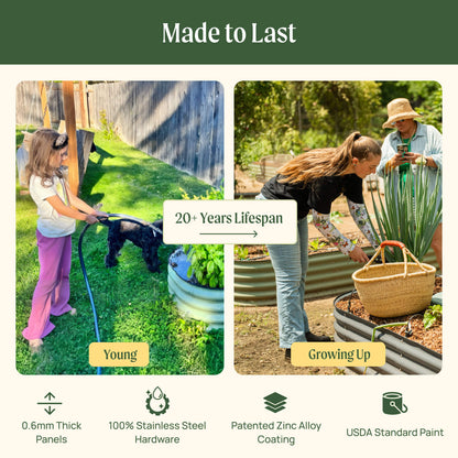 17" Tall 4 In 1 Small Modular Metal Raised Garden Bed Kit
